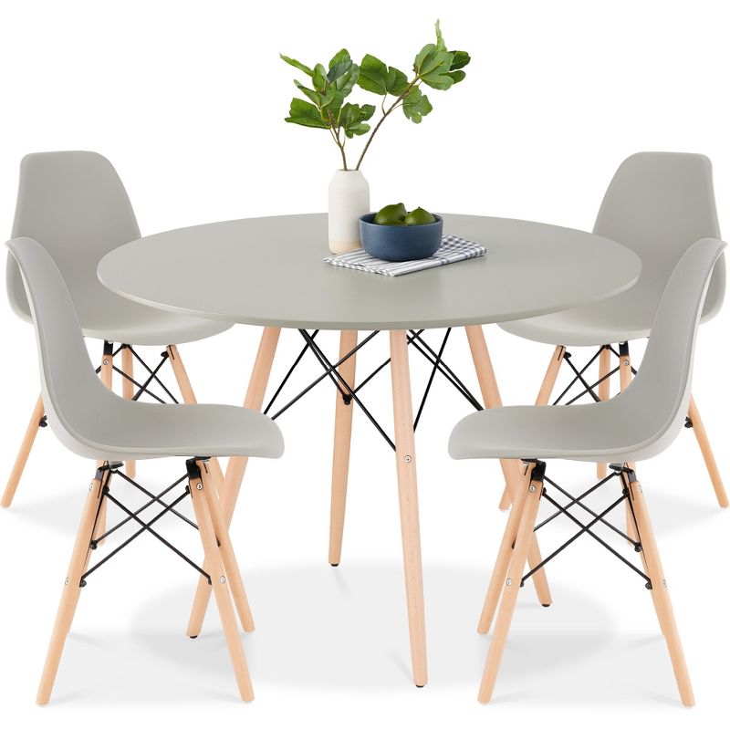 Best Choice Products 5-Piece Compact Mid-Century Modern Dining Set w/ 4 Chairs, Wooden Legs, 1 of 9