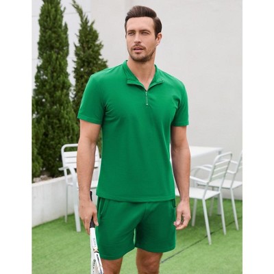 WhizMax Men's Polo Shirt and Shorts Set Short Sleeve Zip 2 Pieces Outfits Summer Suit Casual Athletic Tracksuit