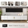 Sapphtopaz TV Stand for TVs Up to 80" Entertainment Center with 2 Storage Cabinets and 4 Drawers T-Shaped Metal Console Table for Living Room - 4 of 4