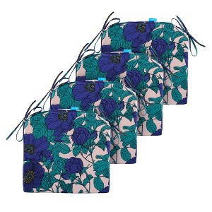 ARTPLAN Outdoor Chair Cushions for Patio Furniture, Waterproof Outdoor Cushions, Round Corner Patio Chair Cushions Set of 4 with Ties,17"x16"x2" - 1 of 4