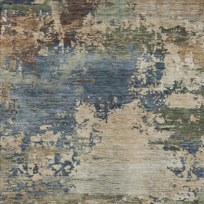 HomeRoots 10' X 14' Blue Green And Beige Abstract Washable Indoor Outdoor Area Rug