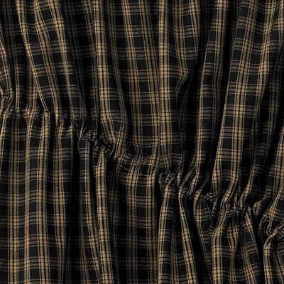 Black and Tan Cotton Plaid Gathered Swag with Star Applique