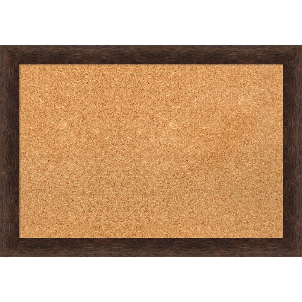 Photos - Dry Erase Board / Flipchart 27"x19" Narrow Wood Frame Natural Cork Board Warm Walnut - Amanti Art: Wal