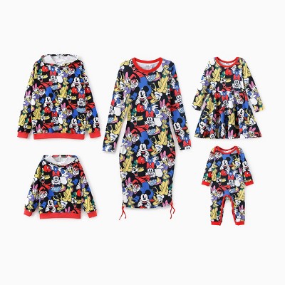 PATPAT Disney Mickey and Friends Family Matching Outfits Naia? Character Graffiti Print Hoodies/Dress/Jumpsuit