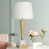 Possini Euro Design Wayne 29 1/4" Tall Modern Glam End Table Lamp USB Port Brass Finish Metal Crystal Single White Shade Living Room Charging Bedroom - 2 of 4