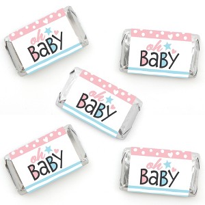 Big Dot of Happiness Baby Gender Reveal - Mini Candy Bar Wrapper Stickers - Team Boy or Girl Party Small Favors - 40 Count - 1 of 4