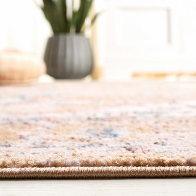 Gold and Beige Hand-Knotted Synthetic 4' x 6' Area Rug