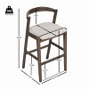 39" Modern Wood Upholstered Bar Stool Set of 2 with Curved Back, Indoor Kitchen Seating for Kitchen Island or Home Bar – The Pop Home - 4 of 4