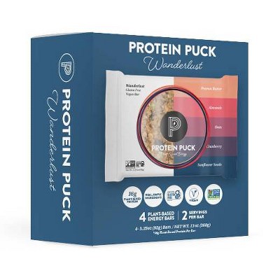 Protein Puck Wanderlust Nutrition Bars - Peanut Butter Cranberry - 3.25oz/4ct: Chewy, 8g Protein, Ready to Eat