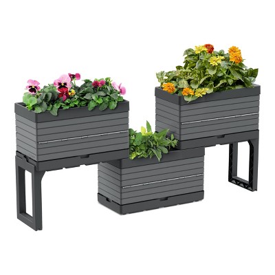 FlexSpace Gray Polypropylene Modular Raised Garden Bed Planter