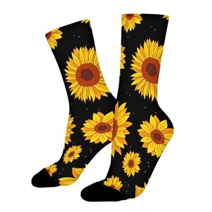 Sunflower Women Printed Crew Socks Funny Funky Socks Soft Polyester Novelty Gifts for Artists Men - 1 of 1