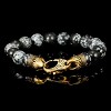 Crucible Men's Snowflake Agate Stone Bead Antiqued Lobster Clasp Bracelet (10mm) - 8" - 3 of 4