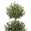 5FT Artificial Olive Triple Ball Topiary Trees with Moss & Inner Pot - 3 of 4