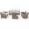 Outdoor Patio Furniture Set with Fire Pit Table and Swivel Rocking Chairs,5 Pieces Wicker Conversation Sets 3-Seater Sofa Couch Outside Furniture - 2 of 4