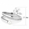 Slickblue Floral Design Ring, White Synthetic Pearl, Stainless Steel, Polished Finish, Women's, Size 6-8 - 2 of 4