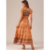 INSPIRE CHIC Women's Boho Floral Square Neck Midi Smocked Maxi Dress - 3 of 4