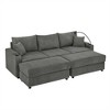 Oversize 102" Corduroy Upholstery Sectional Sofa Bed with 2 Storage Ottoman, Cup Holders & Phone Holder - 2 of 4