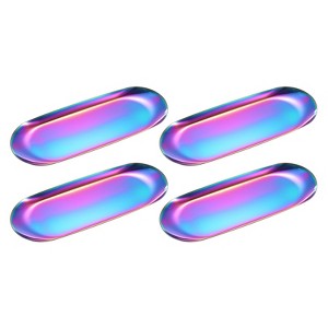 Unique Bargains Stainless Steel Cosmetics Candles Dessert Decorative Trays 4 Pcs - 1 of 4