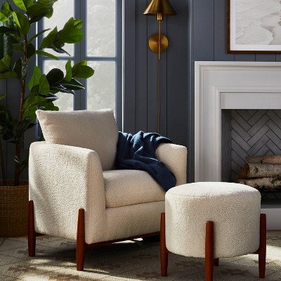 Arbon Wood Dowel Accent Chair with Cushion Arms Light Gray Linen -  Threshold™ designed with Studio McGee