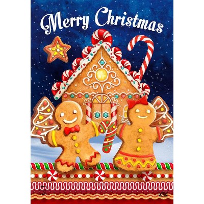 Gingerbread House Christmas Garden Flag in Multicolor Polyester