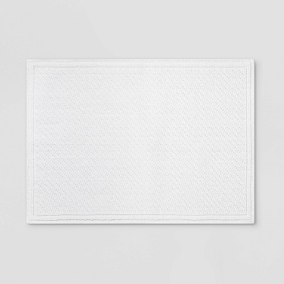 Photo 1 of 21"x30" Performance Solid Cotton Bath Mat White - Threshold