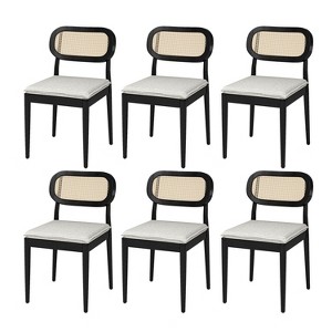 Hartmut Modern Ratten Dining Chair Set of 2 with Solid Wood Legs |ARTFUL LIVING DESIGN - 1 of 4