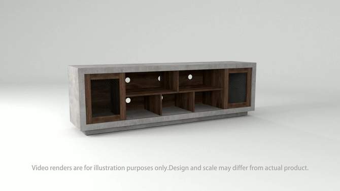 Valla Industrial TV Stand for TVs up to 70&#34; Distressed Walnut/Cement - HOMES: Inside + Out, 2 of 8, play video