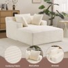 Efomao 66inx48in Chaise Longue Chair Indoor Modern Upholstered Corduroy Deep Seat Sofa Bed with Armrests No Assembly Required White - 3 of 4