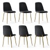 Armless Dining Chair Set Of 6 With Gold Metal Legs,Linen Dining Chair for Dining Room,Kitchen Chair,Farmhouse Funiture-Tanpinhause - 3 of 4