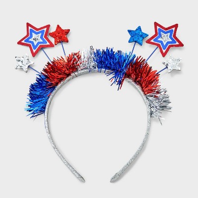 Girls' 4th Of July Tinsel Headband - Cat & Jack™ Blue/White/Red