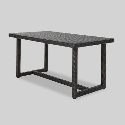 Santa Rosa Rectangle Wicker Dining Table: Weather-Resistant, Iron Frame - Christopher Knight Home