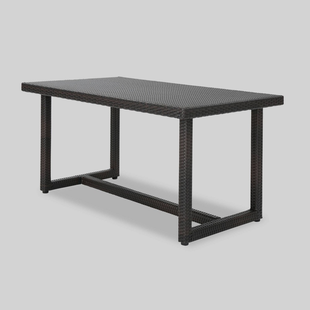 Photos - Coffee Table Santa Rosa Rectangle Wicker Dining Table: Weather-Resistant, Iron Frame 