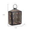 HomeRoots 16" Black And Gold Pierced Floral Metal Lantern Candle Holder - 3 of 4