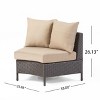 GDFStudio Harper Outdoor Wicker 4 Seater Semi-Circle Sectional Sofa Set with Water-Resistant Cushions - 3 of 4