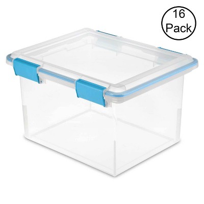 Sterilite 19334304 Clear 32 Quart Gasket Box with Clear Base and Lid (16 Pack)