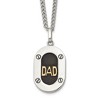 Chisel Stainless Steel with 14K Gold Accent DAD with Black Enameled Pendant on a 24" Curb Chain Necklace - 2 of 4