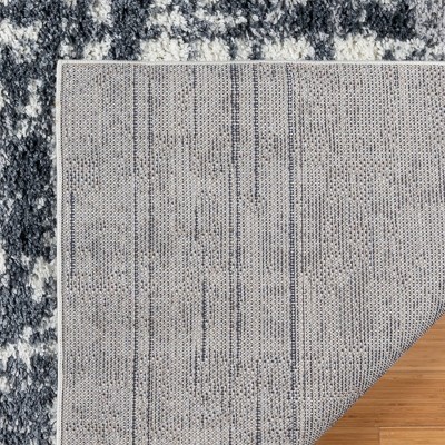 Gray and White Abstract Tufted Shag Area Rug 5' x 7'