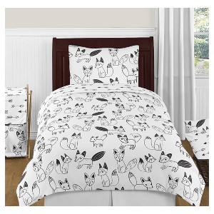 Black & White Fox Comforter Set (Twin) - Sweet Jojo Designs , Black White