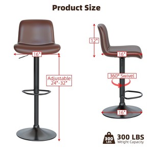 Modern Upholstered Kitchen Bar Stools Bar Stool Set of 2/4,With Adjustable Swivel Barstools for Kitchen Island Dining Room - 1 of 4