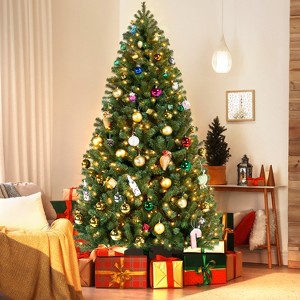 Yaheetech 4.5Ft/6Ft/7.5Ft/9Ft/12Ft Pre-lit Spruce Artificial Christmas Tree with 150 Incandescent Warm White Lights - 1 of 4