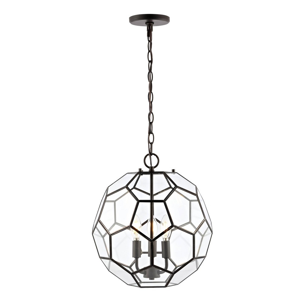 Photos - Chandelier / Lamp 13.5" 3-Light Bee Modern Farmhouse Iron/Glass LED Pendant Oil Rubbed Bronz