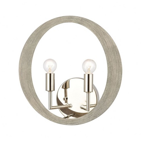 Elk Home Retro Rings 2 Light Wall Light in Sandy Beechwood