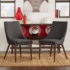 Set of 2 Cameron Mid-Century Barrel Back Linen Dining Chairs - Inspire Q - 1 of 4