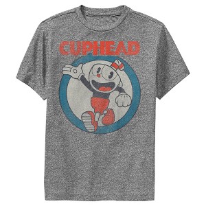 Boy's Cuphead Smile and Wave Distressed Performance Tee - 1 of 4