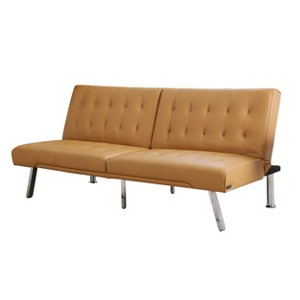 Jackson Leather Foldable Futon Sofa Bed Camel - Abbyson Living