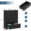 Acekool 4-Drawer Lateral File Cabinet with Lock, Metal Office Storage for Letter/Legal/A4, Secure Document Organizer, Black - 3 of 4