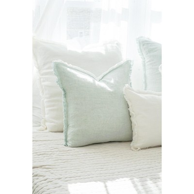 Light Aqua Fringe Soft Linen Pillow Cover 14x20