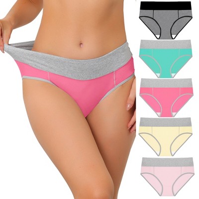 Agnes Orinda Women's 5 Packs High Rise Brief Stretchy Underwear Black,  Pink, Yellow, Red Pink, Green 1x : Target
