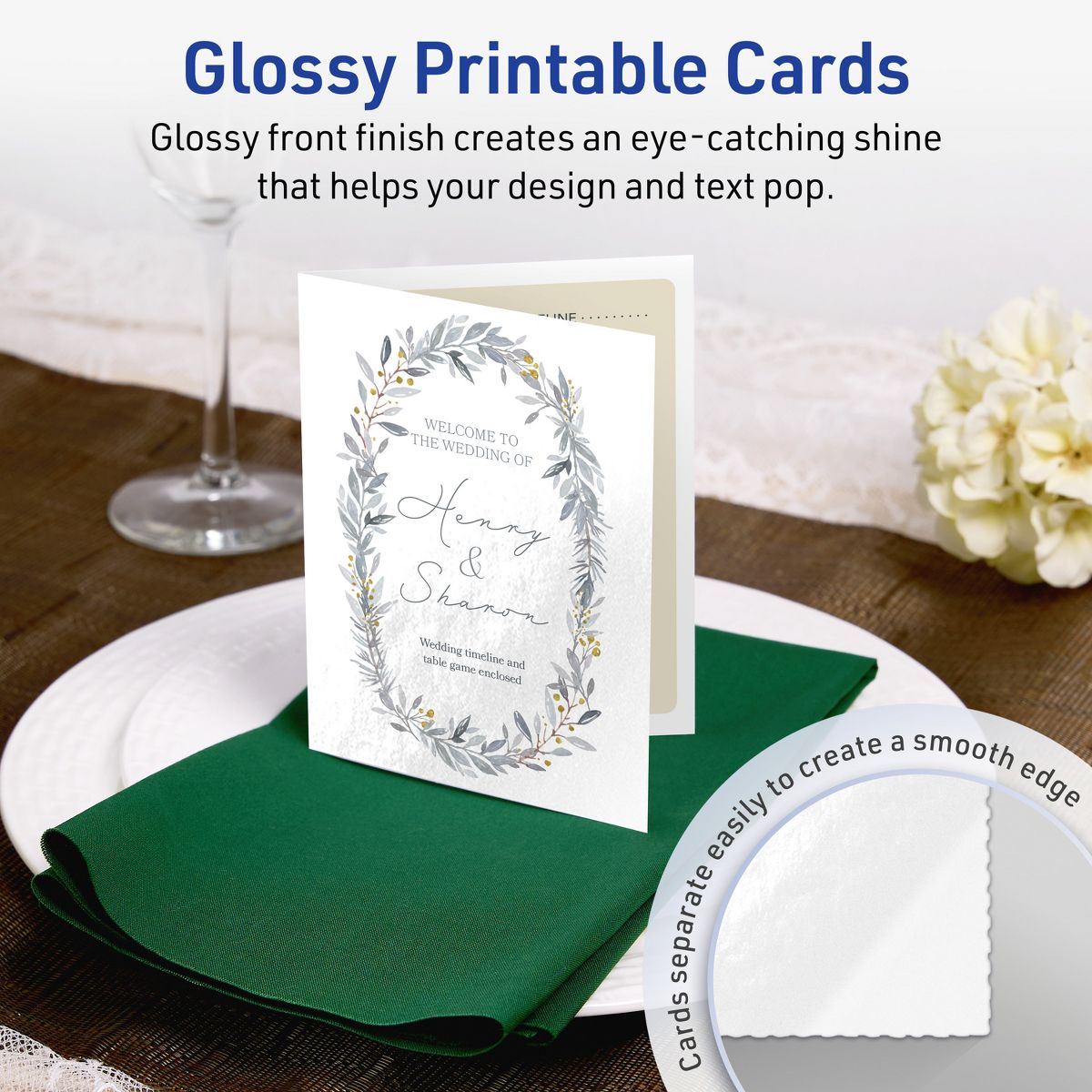Avery Glossy White Note Cards, 4-1/4" x 5-1/2" Rectangle - thumbnail 2