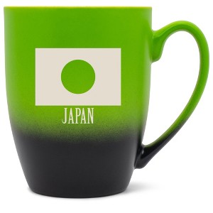 Elanze Designs Japan Japanese Flag 12 Ounce Ceramic Laser-Etched Engraved Drinkware Mug, Green and Black Ombre - 1 of 4